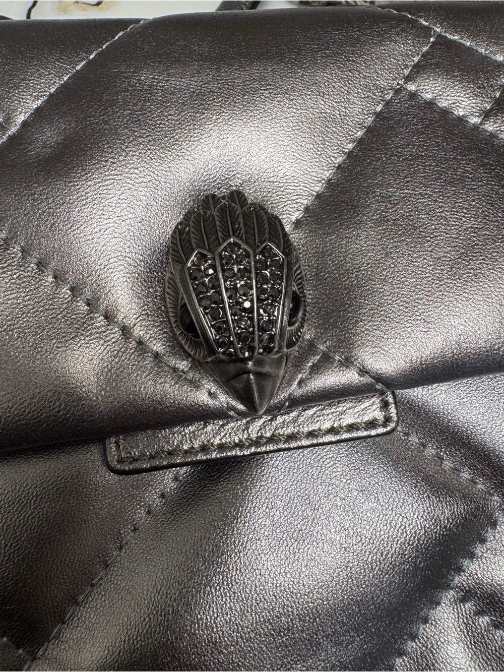 Kurt Geiger Metallic Top-Handle Shoulder Bag - Silver - Picture 10 of 16